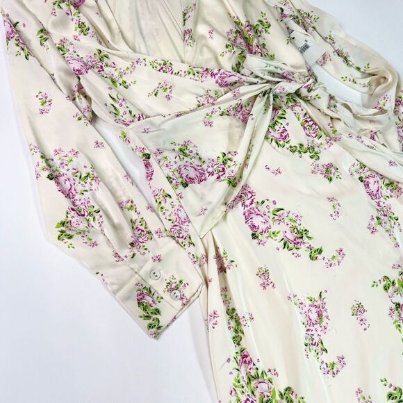 Sage Collective Wrap Dress Womens 4 Full Bloom Floral Tie Waist Long Sleeve - Picture 3 of 11